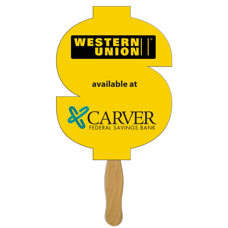 EZX-112 - Dollar Sign Hand Fan Full Color (1 Side)