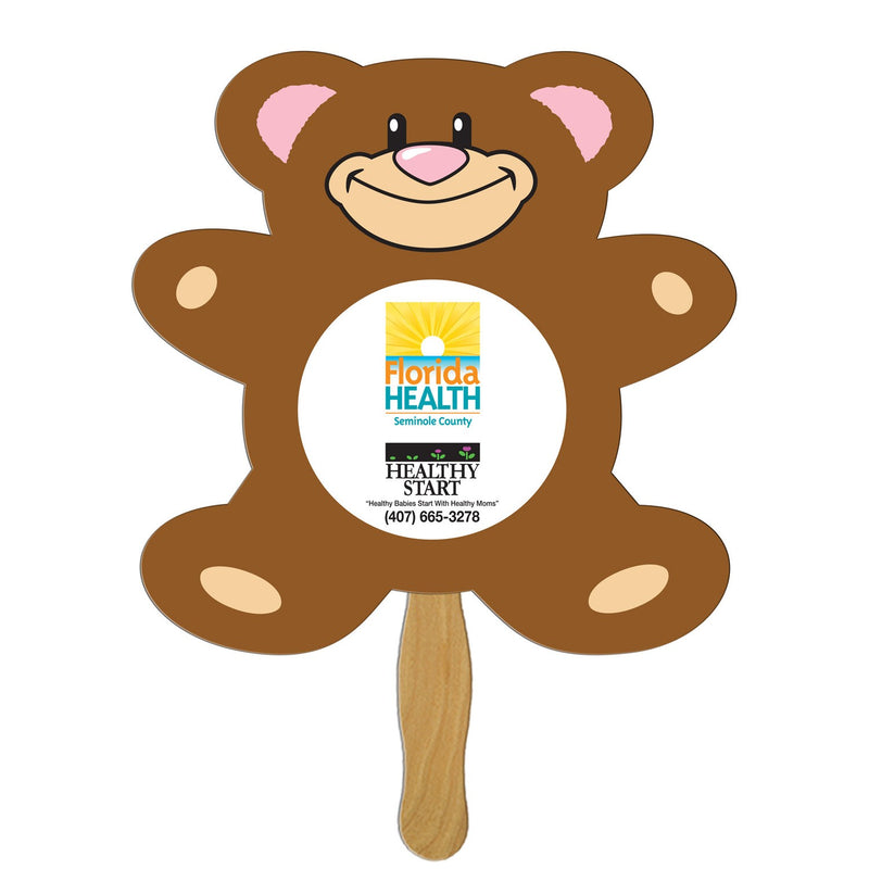 EZX-118 - Teddy Bear Hand Fan Full Color (1 Side)