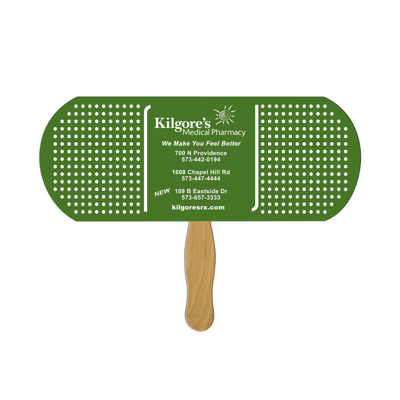 EZX-128 - Band Aid/Pill Hand Fan Full Color (1 Side)