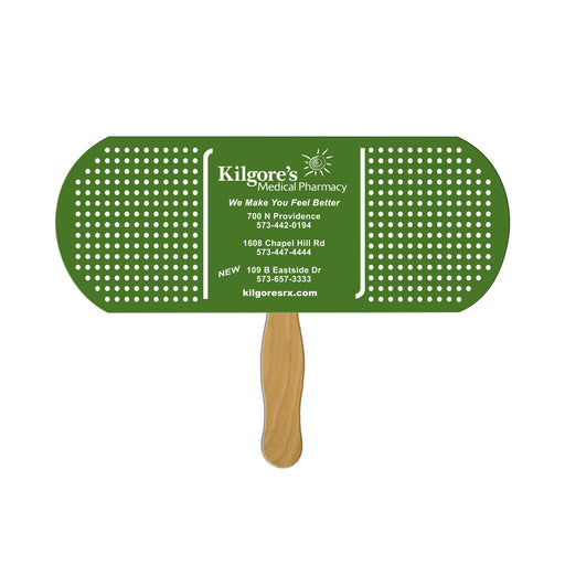 EZX-128 - Band Aid/Pill Hand Fan Full Color (1 Side)
