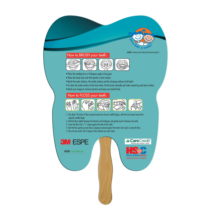 EZX-140 - Tooth Hand Fan Full Color (1 Side)