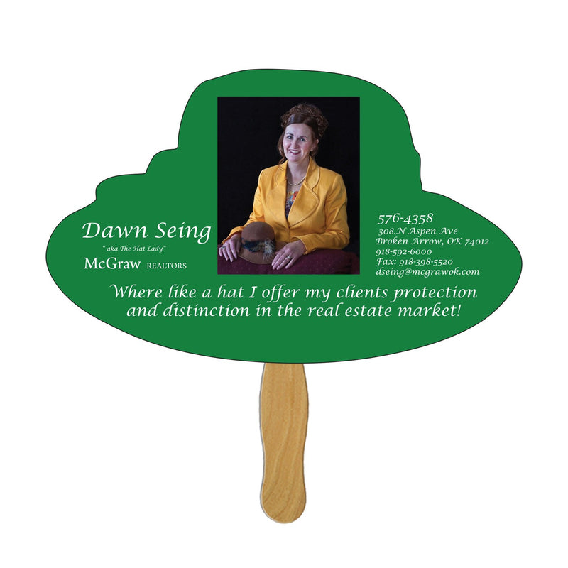 LFX-81 - Dress Hat Hand Fan Full Color (1 Side)