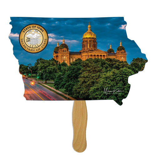 EZX-IA - Iowa State Shape Hand Fan Full Color (1 Side)