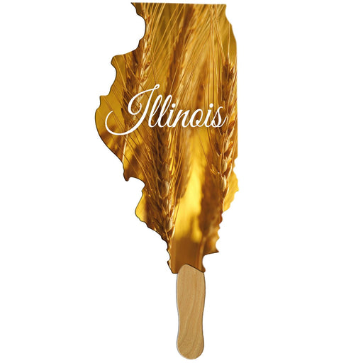 EZX-IL - Illinois State Shape Hand Fan Full Color (1 Side)