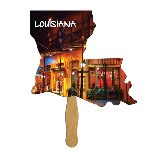 LFX-LA - Louisiana State Shape Hand Fan Full Color (1 Side)