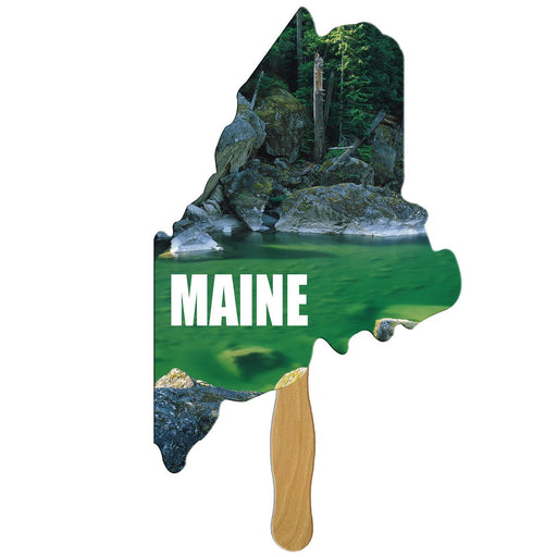 EZX-ME - Maine State Shape Hand Fan Full Color (1 Side)