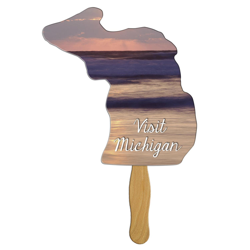 EZX-MI - Michigan State Shape Hand Fan Full Color (1 Side)
