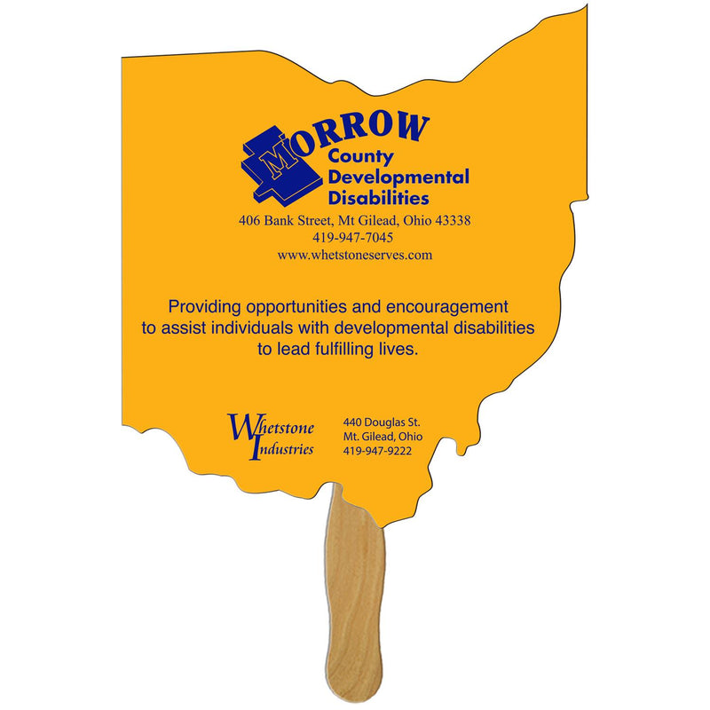 LFX-OH - Ohio State Shape Hand Fan Full Color (1 Side)