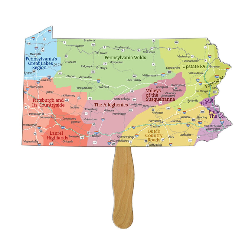 LFX-PA - Pennsylvania State Shape Hand Fan Full Color (1 Side)