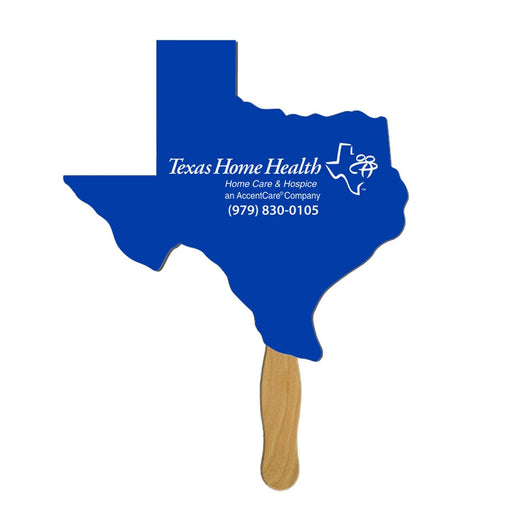 EZX-TX - Texas State Shape Hand Fan Full Color (1 Side)