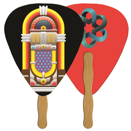 EZ-145 - Guitar Pick Hand Fan Full Color (2 Sides)