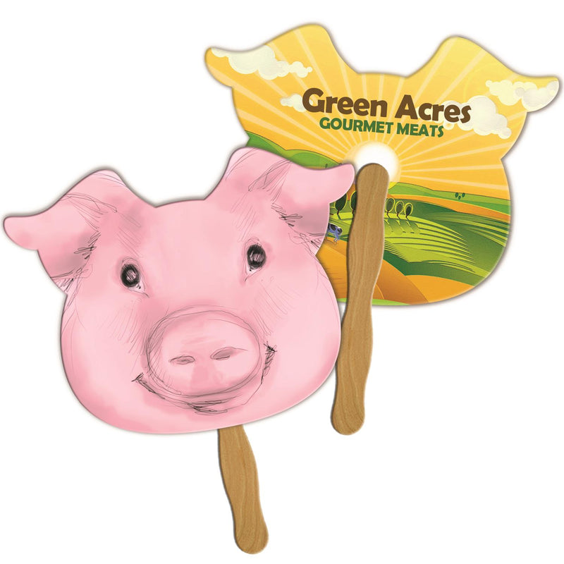EZ-162 - Pig Hand Fan Full Color (2 Sides)
