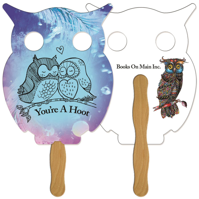 EZ-163 - Owl Hand Fan Full Color (2 Sides)
