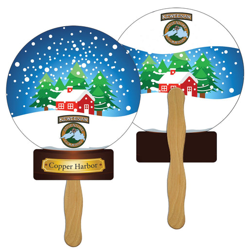 LF-167 - Snow Globe Hand Fan Full Color (2 Sides)