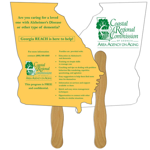 LF-GA - Georgia State Shape Hand Fan Full Color (2 Sides)