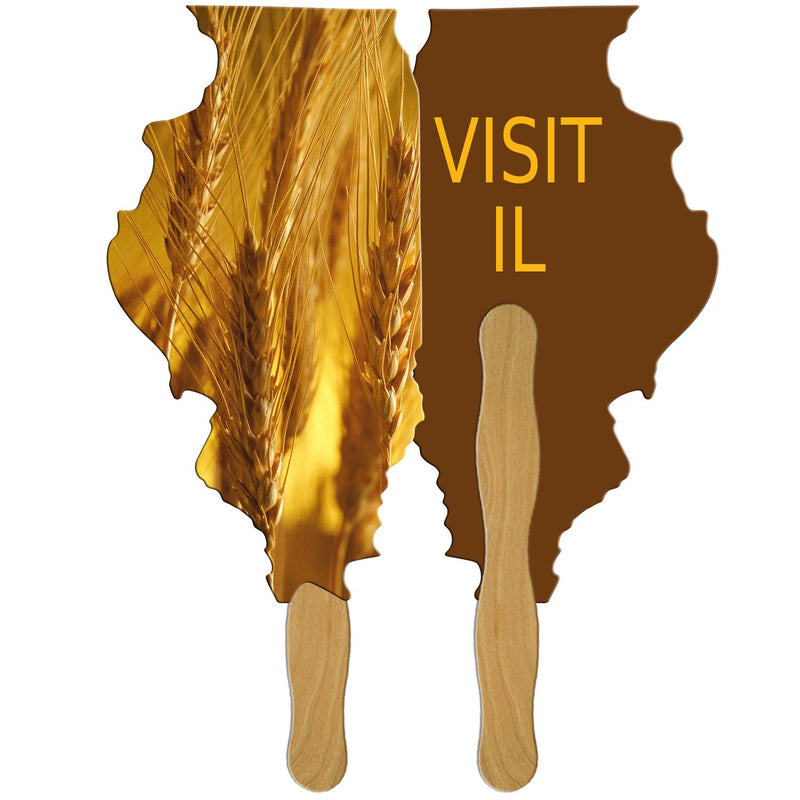 EZ-IL - Illinois State Shape Hand Fan Full Color (2 Sides)