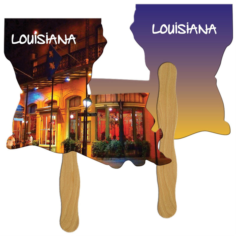 EZ-LA - Louisiana State Shape Hand Fan Full Color (2 Sides)