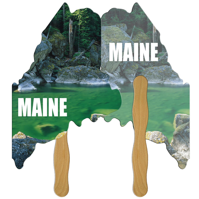 EZ-ME - Maine State Shape Hand Fan Full Color (2 Sides)