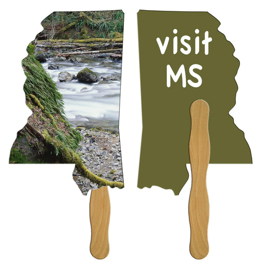LF-MS - Mississippi State Shape Hand Fan Full Color (2 Sides)