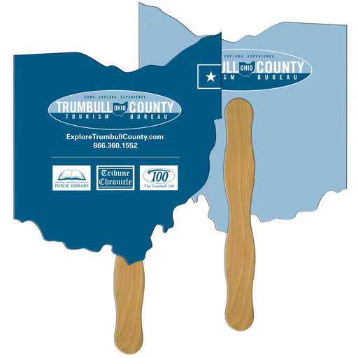 LF-OH - Ohio State Shape Hand Fan Full Color (2 Sides)