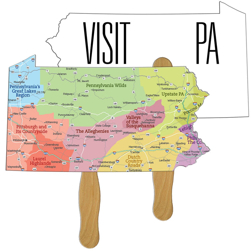 EZ-PA - Pennsylvania State Shape Hand Fan Full Color (2 Sides)