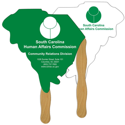 LF-SC - South Carolina State Shape Hand Fan Full Color (2 Sides)