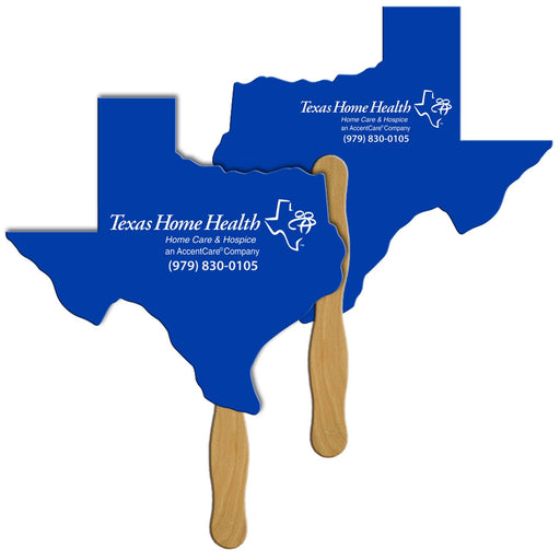 EZ-TX - Texas State Shape Hand Fan Full Color (2 Sides)