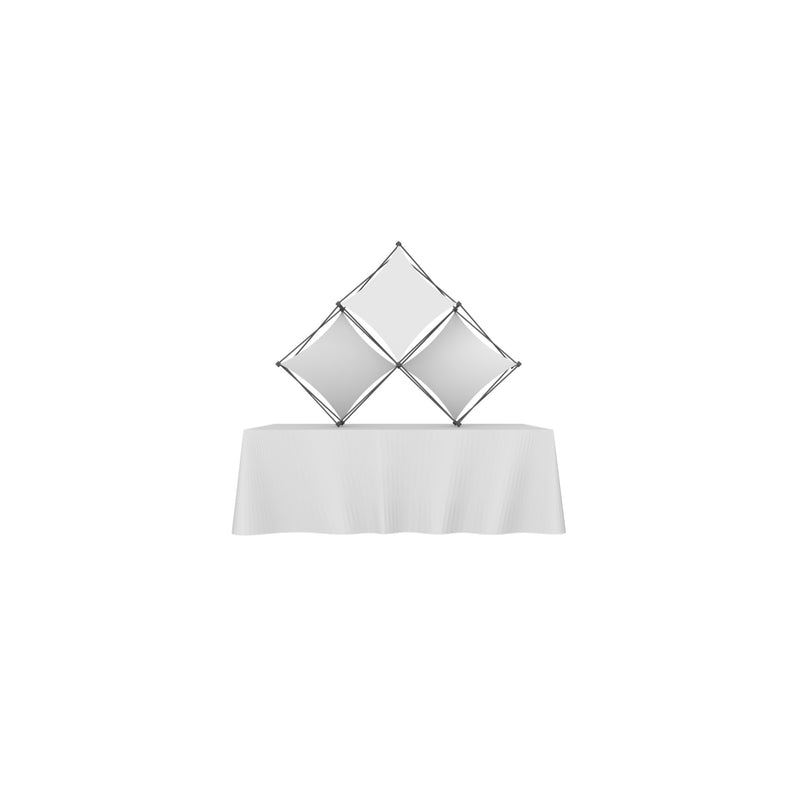 Xclaim 8ft Tabletop 3 Quad Pyramid Fabric Popup Display Kit 01