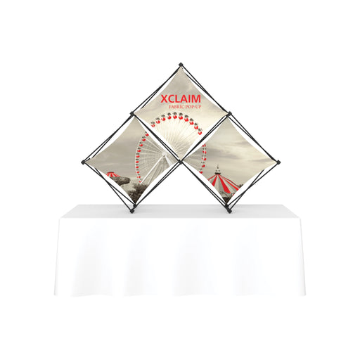 Xclaim 8ft Tabletop 3 Quad Pyramid Fabric Popup Display Kit 01