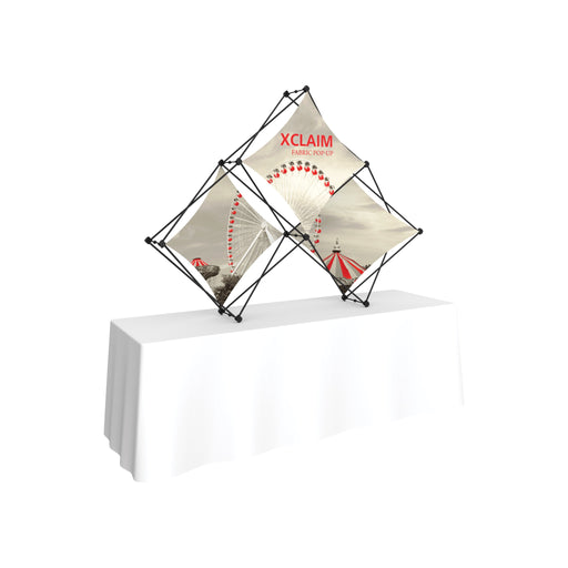 Xclaim 8ft Tabletop 3 Quad Pyramid Fabric Popup Display Kit 01