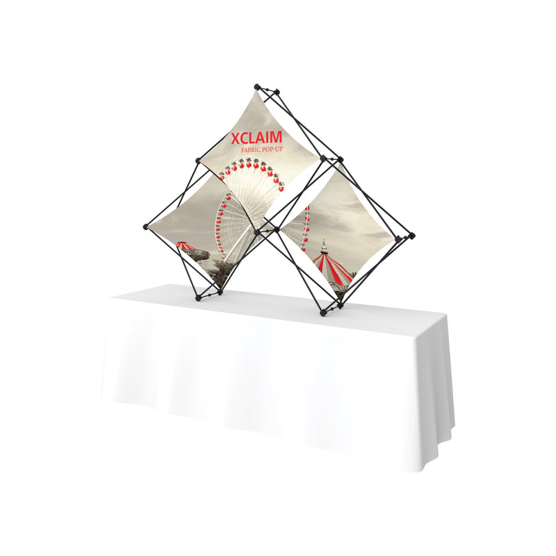 Xclaim 8ft Tabletop 3 Quad Pyramid Fabric Popup Display Kit 01