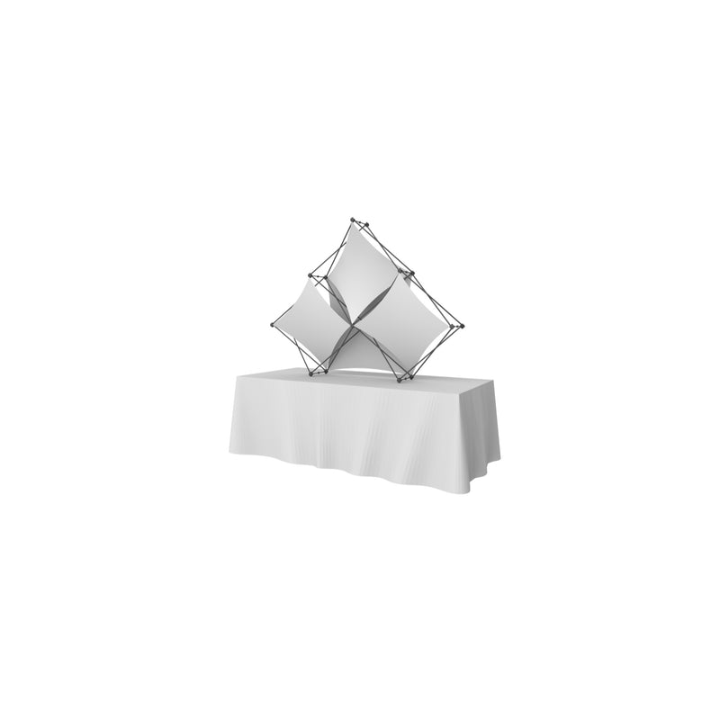 Xclaim 8ft Tabletop 3 Quad Pyramid Fabric Popup Display Kit 02