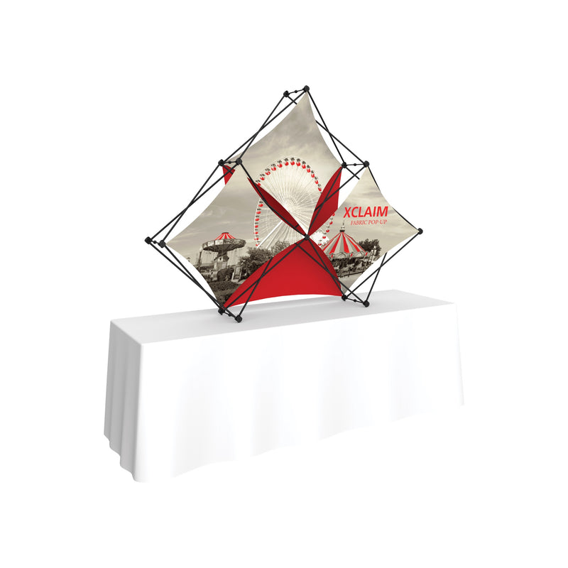 Xclaim 8ft Tabletop 3 Quad Pyramid Fabric Popup Display Kit 02