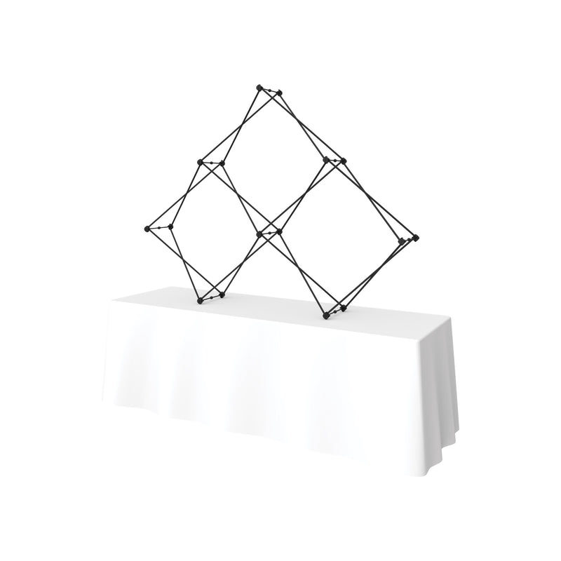 Xclaim 8ft Tabletop 3 Quad Pyramid Fabric Popup Display Kit 01