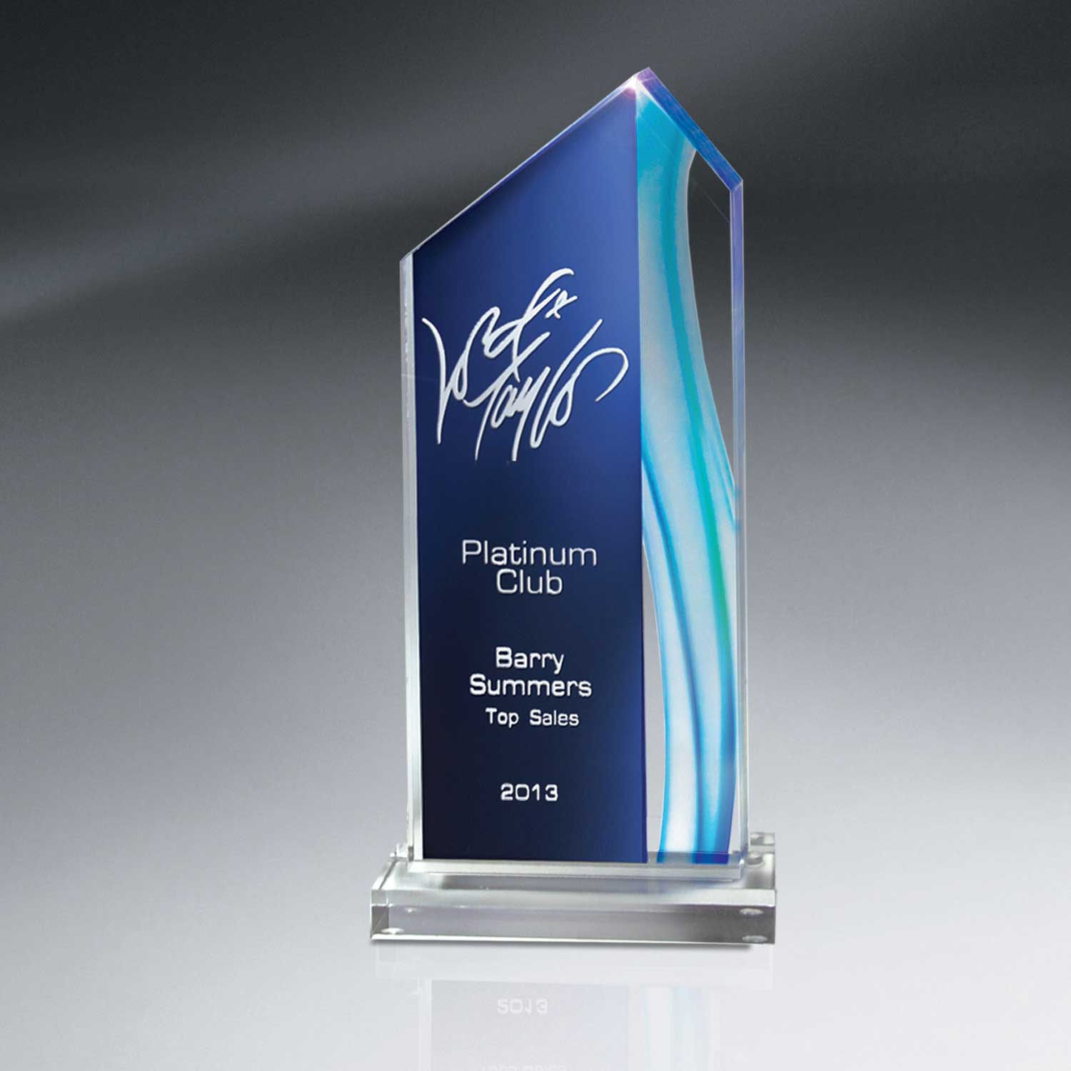 25MCDUS02C Aquus Lucite Peak Award - Large, Blue
