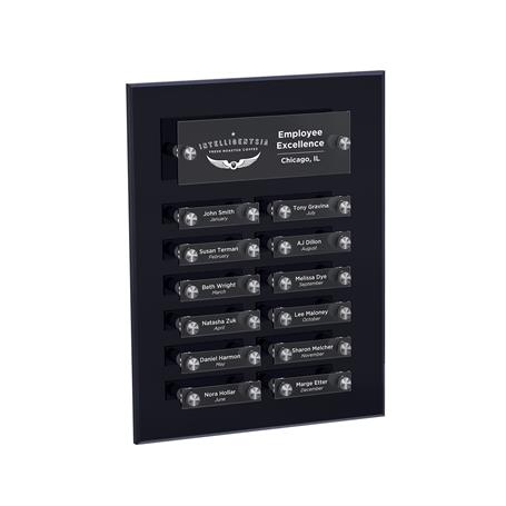 25MCD1222 Black And Clear Acrylic Beveled Perpetual Plaque With Standoffs